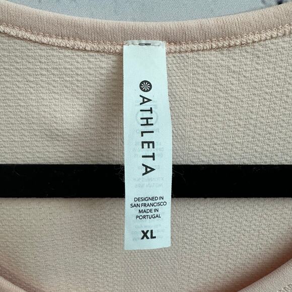 Athleta Speedlight Ruched Side Light Pink Athletic Tee Shirt XL Workout Slimming - Picture 4 of 6